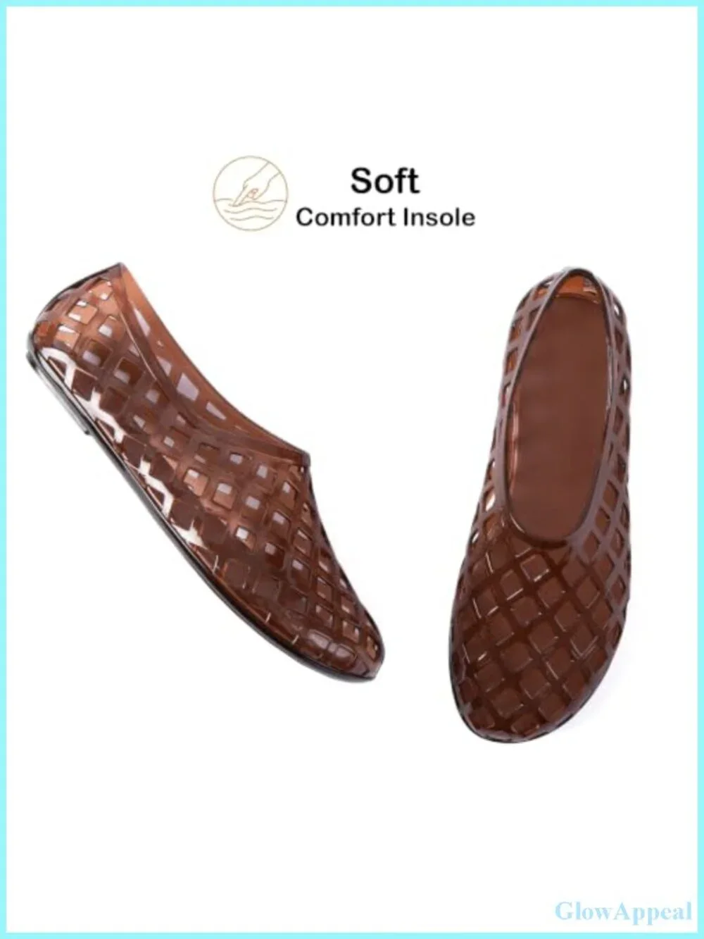 Women's Waterproof Jelly Flat Sandals - Breathable Hollow Grid Slip-On